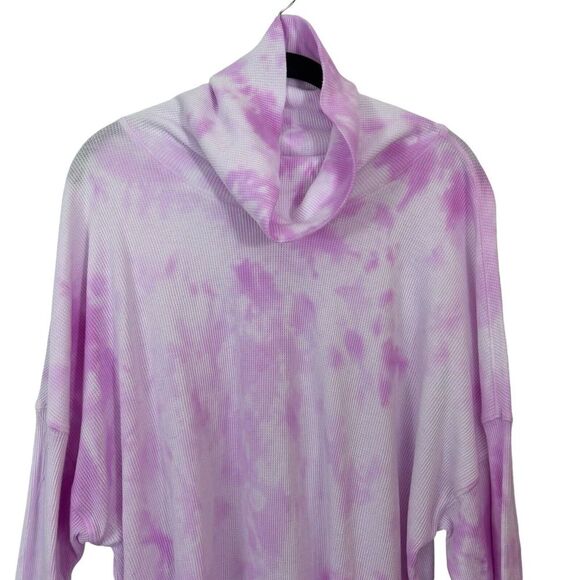 Calvin Klein Performance Womens Top Waffle Knit Turtleneck Tie Dye Pink Plus 3X - Picture 3 of 10